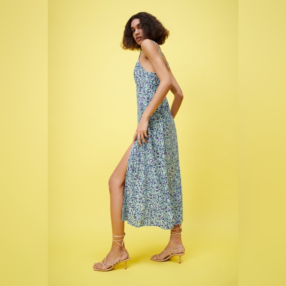 ZARA Floral Print Maxi Dress with Slit - Picture 4 of 6